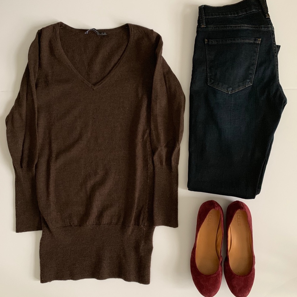 Y2K The Limited Brown V-Neck Long Sweater Size X-Small